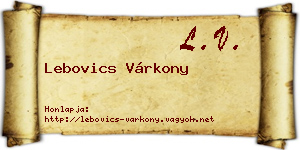 Lebovics Várkony névjegykártya